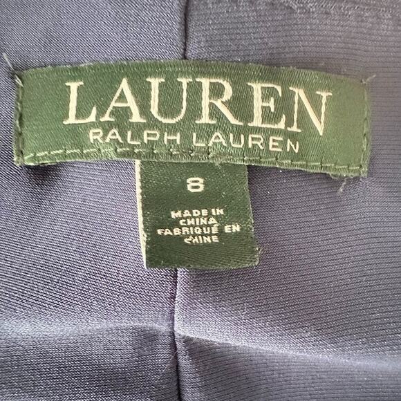 Lauren Ralph Lauren Dress Womens 8 Floral Bell Sleeve Blue Stretch Career Wrap - Picture 6 of 9
